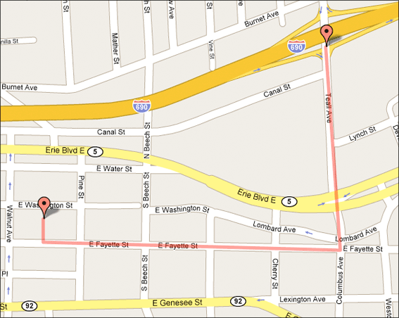Map to East Side Business Center