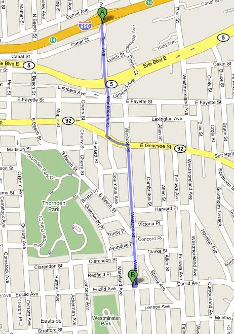 Map to Westcott Community Center